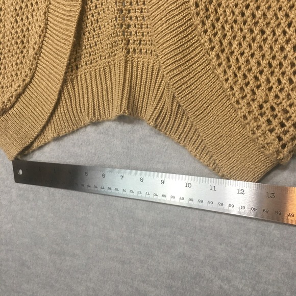 Faded Glory Large Tan Dolman 3/4 Sleeve Open Cardigan Tapered Hem Open Knit - Picture 4 of 12